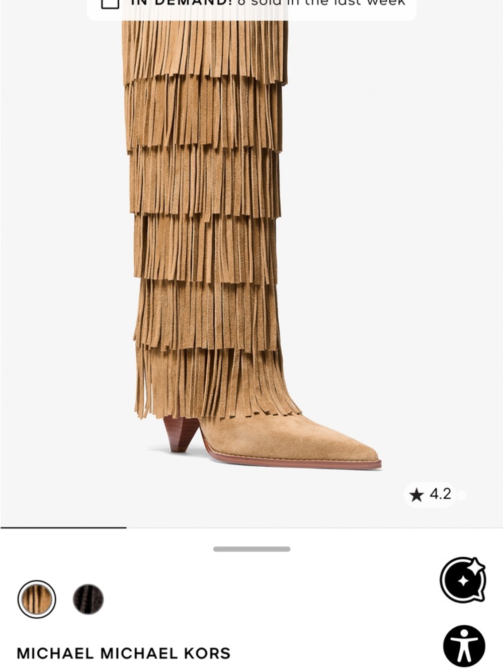 🤎 MICHAEL Michael Kors Jayla Fringed Suede Tall Boot - Picture 3 of 7